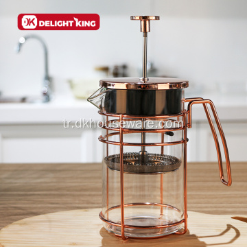 French Press Kaliteli Borosilikat Cam Çay Kahve Makinesi